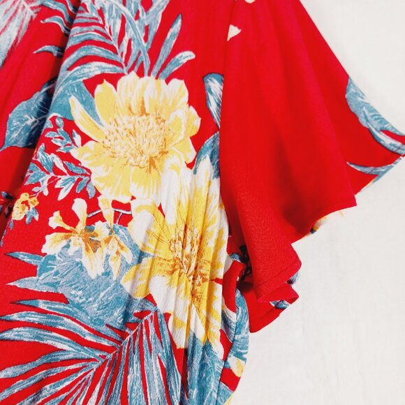 Leith, Red Floral Maxi Dress, Size Small, Short Sleeve, Cottage Core, Vacation, - Picture 7 of 15